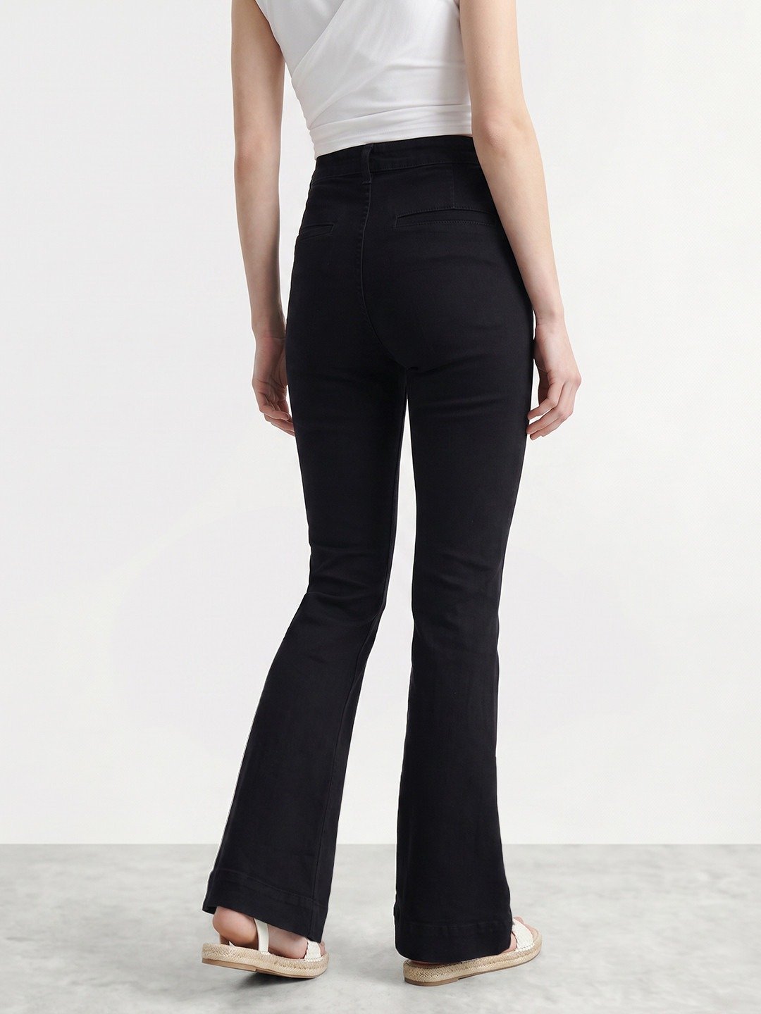 High-Waisted Black Flare Jeans - Image 2