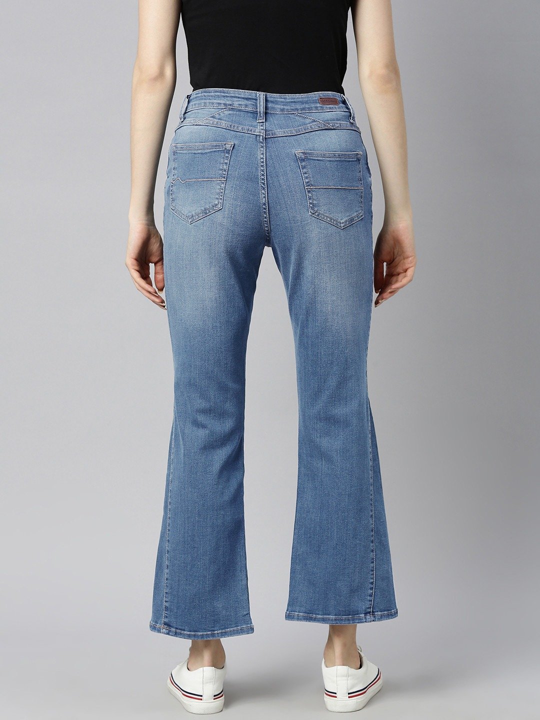 High-Waisted Ankle-Length Flare Jeans - Image 2
