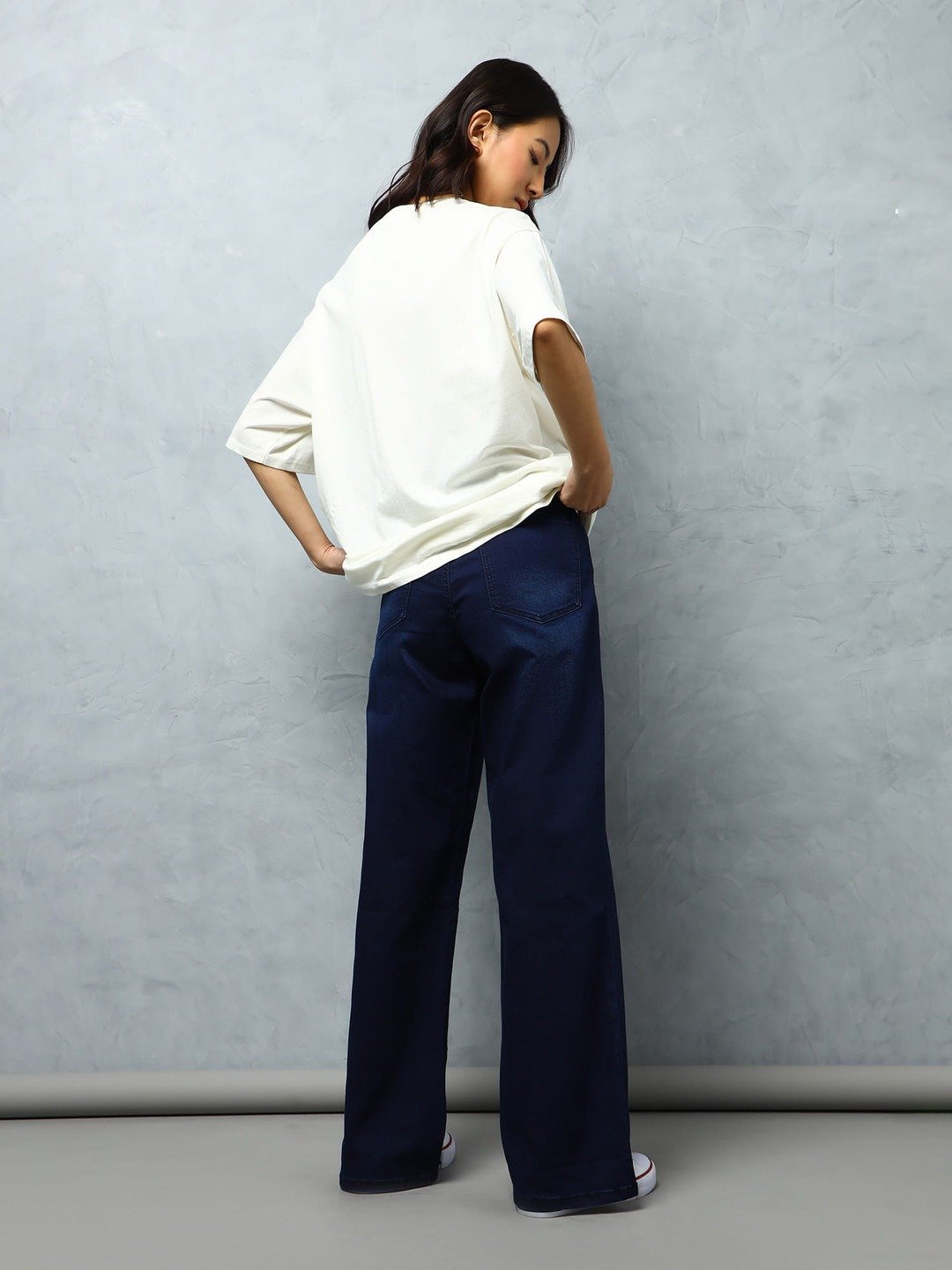 High-Waisted Dark Wash Wide-Leg Jeans