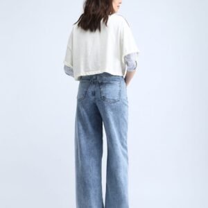 High-Waisted Acid Wash Wide-Leg Jeans