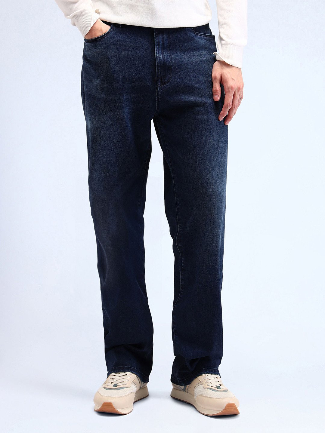 Men's Dark-Wash Straight-Leg Jeans
