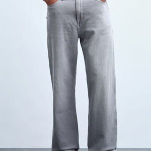 Men's Grey Loose Straight Jeans