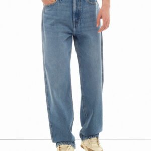 Men's Medium-Wash Loose Straight Jeans