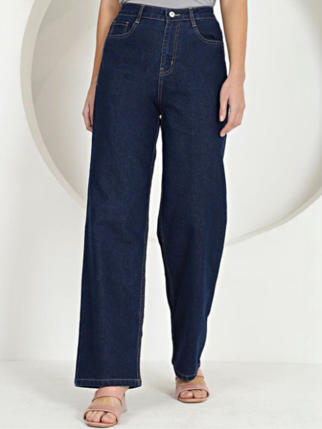 High-Waisted Dark Indigo Wide-Leg Jeans - Image 2