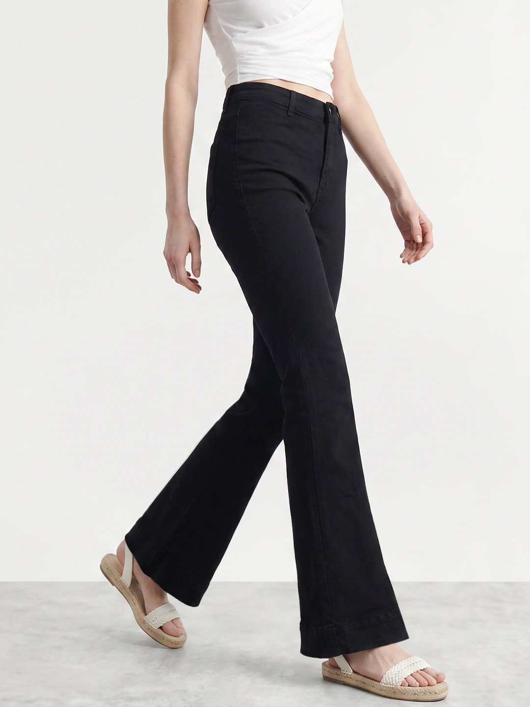 High-Waisted Black Flare Jeans