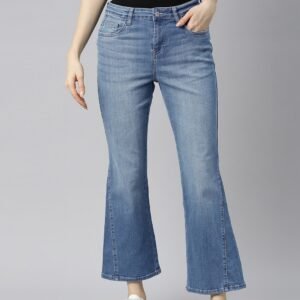 High-Waisted Ankle-Length Flare Jeans