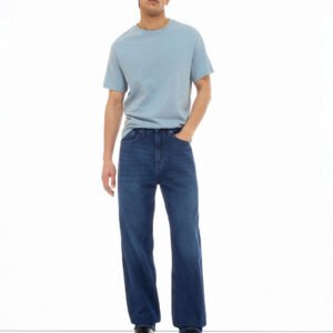 Men's Classic Dark-Blue Loose Straight Jeans
