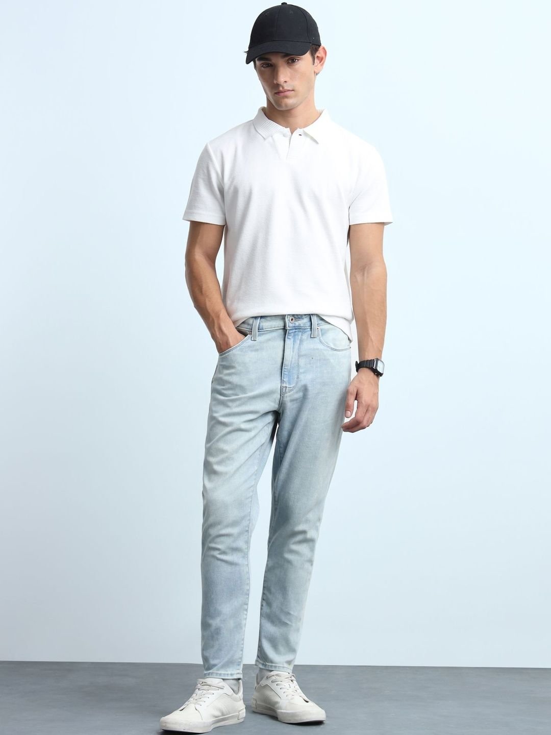 Men's Light-Wash Slim-Tapered Jeans