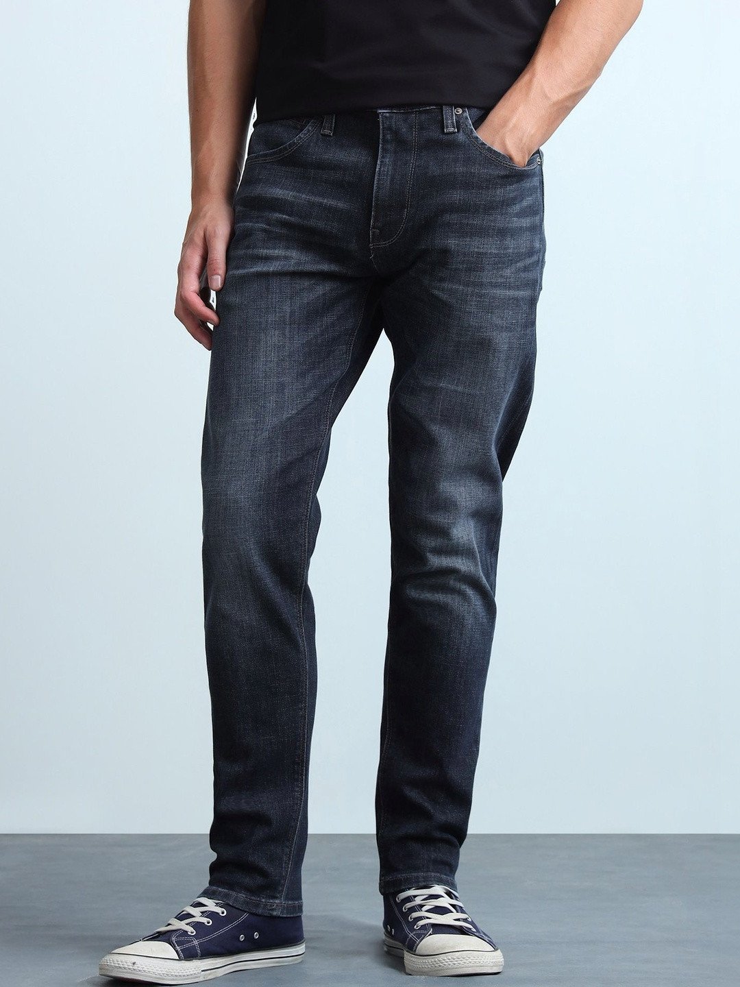 Men's Dark-Wash Washed Slim Jeans