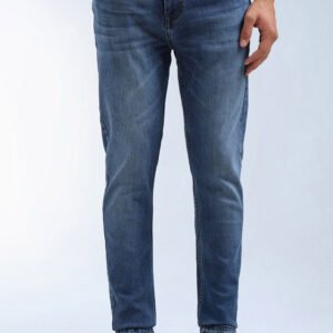 Men's Slim-Fit Washed Blue Jeans