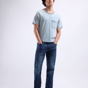 Men's Straight-Fit Mid-Wash Jeans
