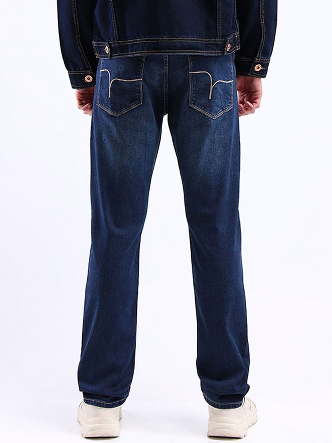 Men Straight Fit Light Fade Stretchable Jeans - Image 2