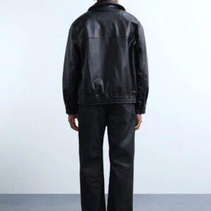 Men's Two-Tone Coated Black Straight Jeans