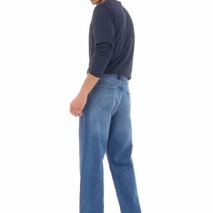 Men's Medium-Wash Wide Straight Jeans